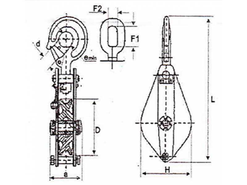 Блок HQGK 1-1 (1 ролик, 1т) с крюком