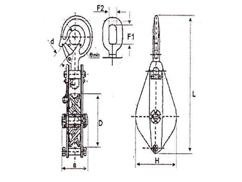 Блок с ушком HQLK 1-5 (1 ролик, 5т)