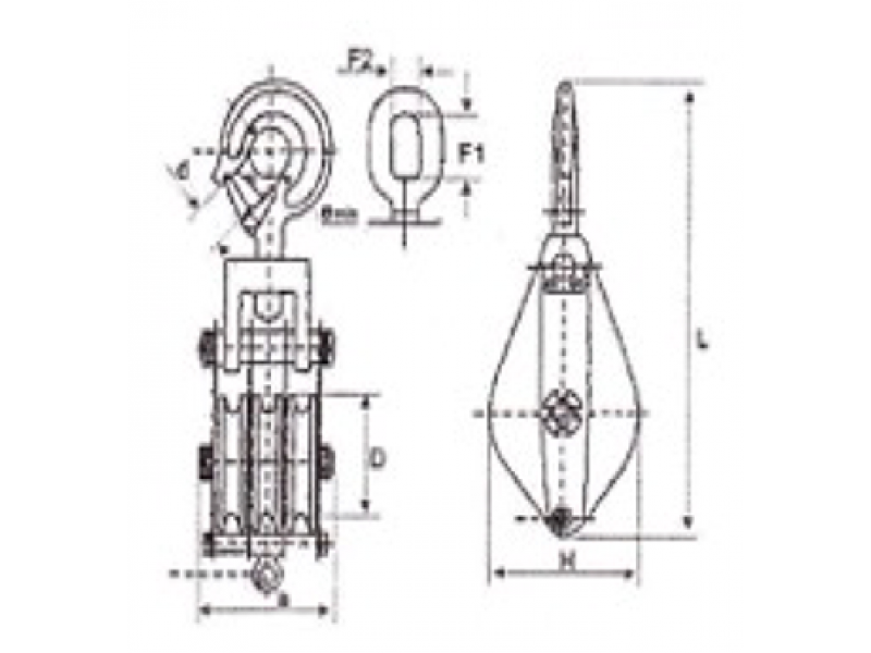 Блок с крюком HQGK 3-20 (3 ролика, 20т)
